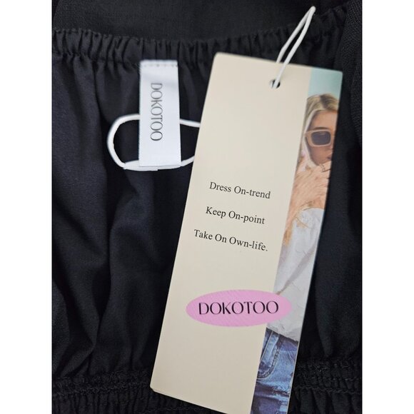 Dokotoo Womens Black Long Lantern Sleeve A-Line Mini Dress Square Neck Size L - Picture 8 of 9